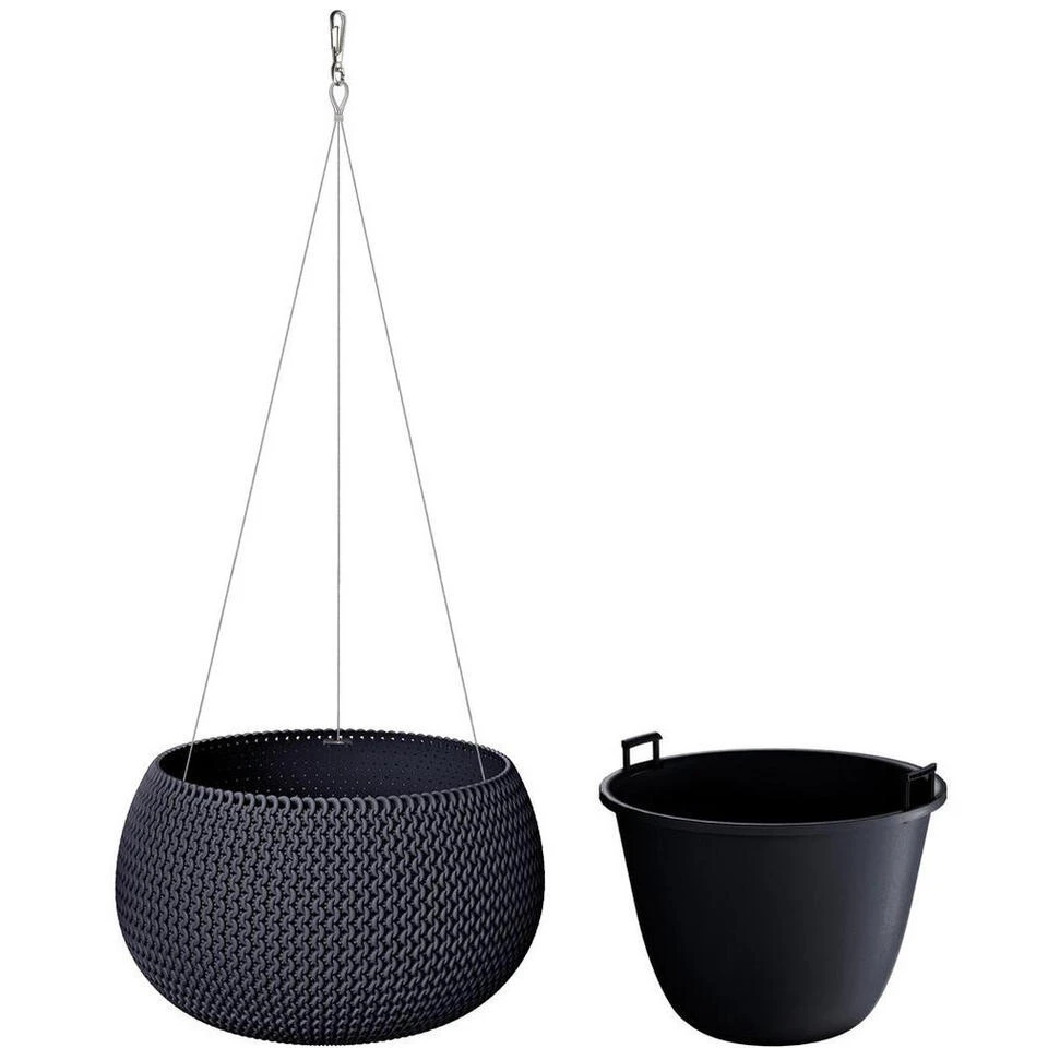 Prosperplast Bloempot Splofy - Ophangbaar - Antraciet - 37 Cm