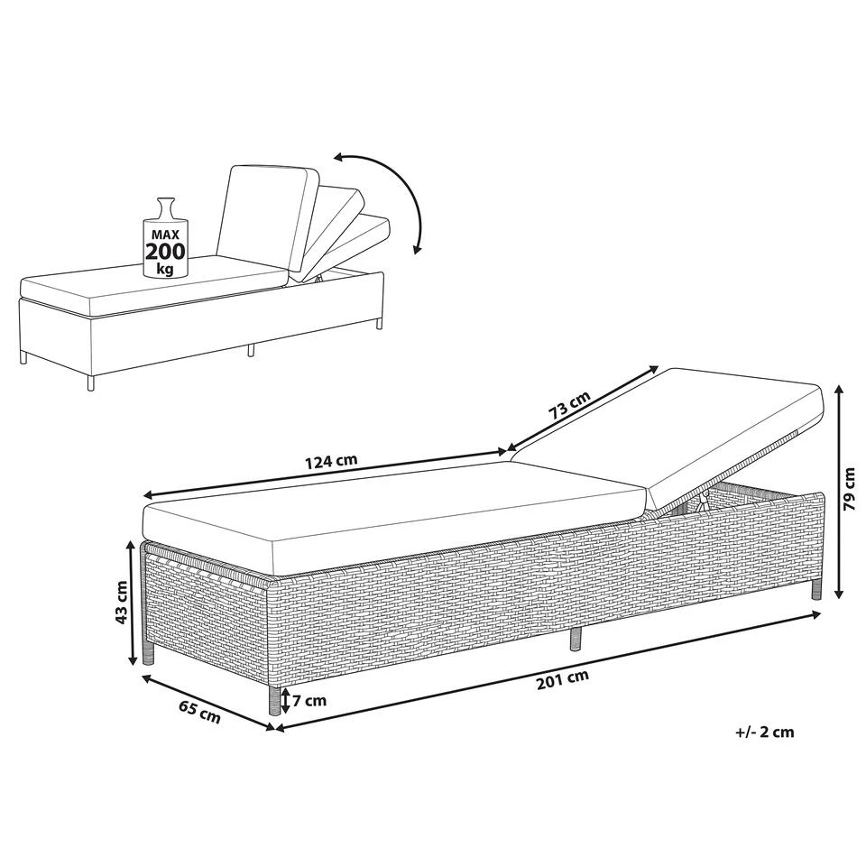Beliani Tuinligstoel TURIN - Grijs Pe Rotan - Afbeelding 4