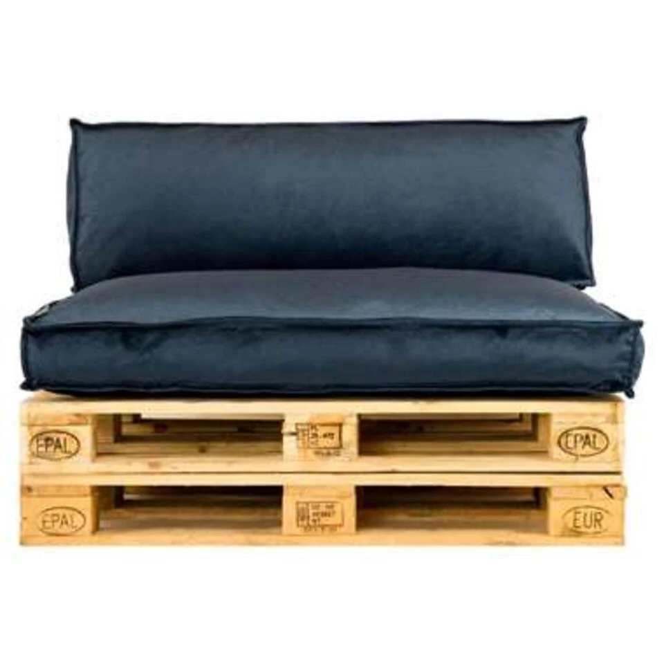 2L Home & Garden Palletkussen Velvet Donkerblauw - 120 X 80cm - Afbeelding 2