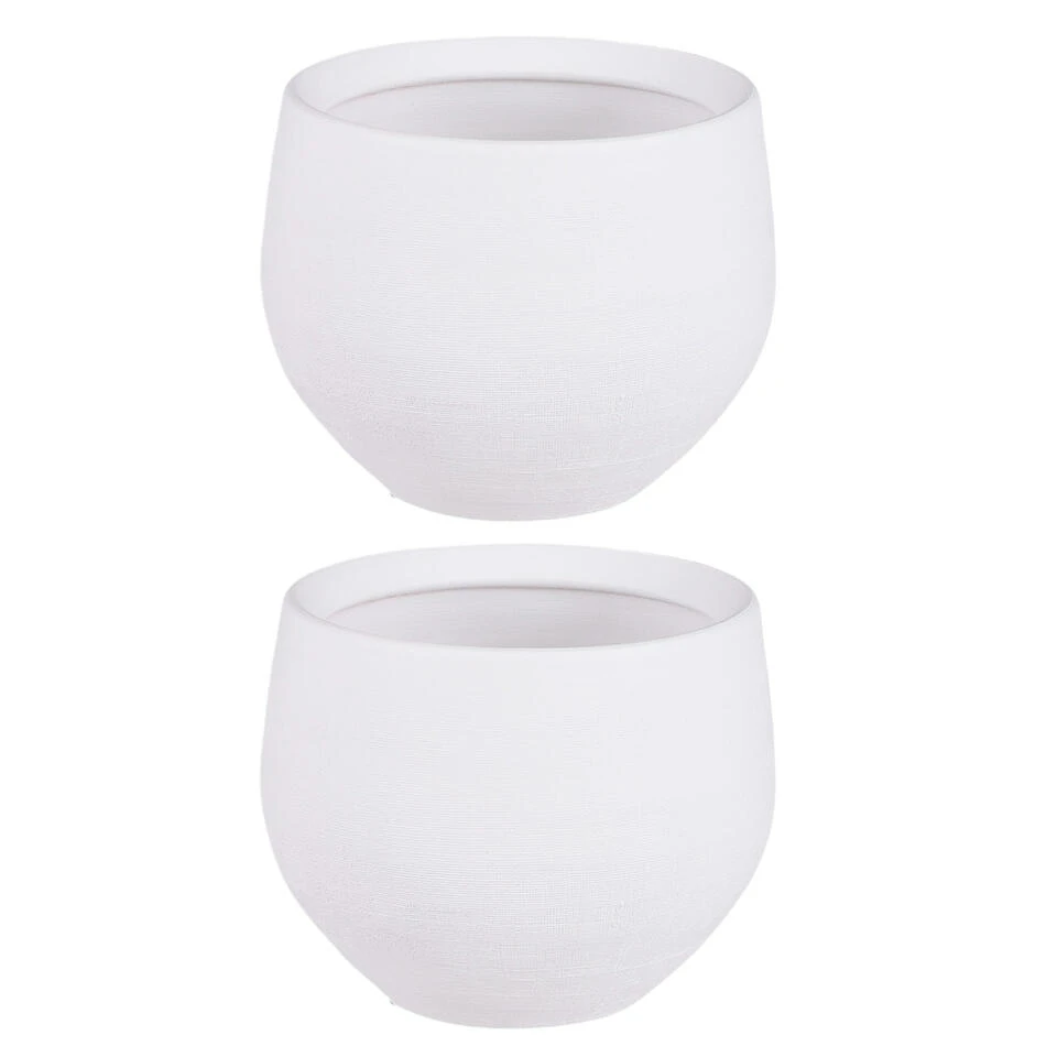 Mica Decorations Bloempot Boule - Mat Wit - Keramiek - 16 X 13 Cm - Afbeelding 2