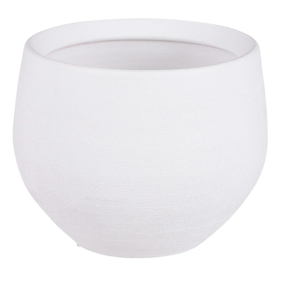 Mica Decorations Bloempot Boule - Mat Wit - Keramiek - 16 X 13 Cm