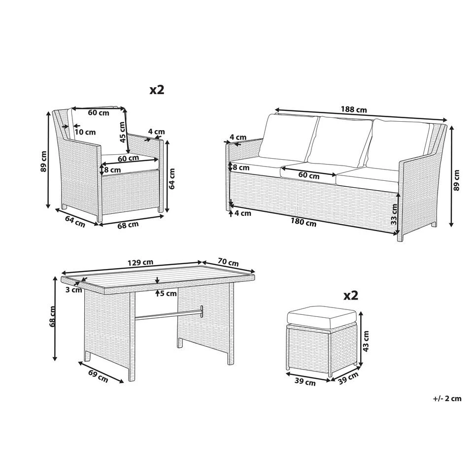 Beliani Tuintafelset FONTI - Beige Pe Rotan - Afbeelding 2