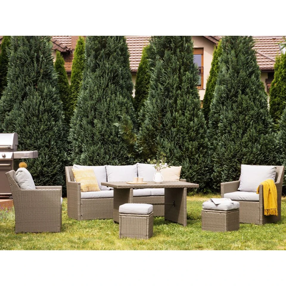 Beliani Tuintafelset FONTI - Beige Pe Rotan - Afbeelding 3