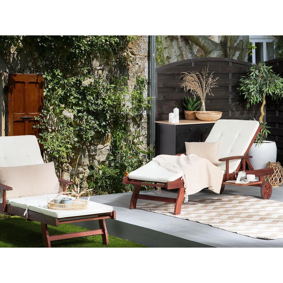 Beliani Tuinligstoel TOSCANA - Donkere Houtkleur Acaciahout - Afbeelding 2