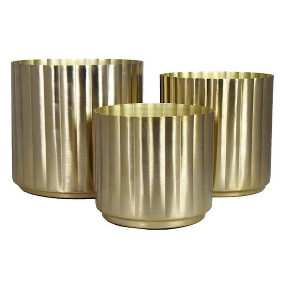 Floran Plantenpot Volos - Goudkleurig - Metaal - D17 X H17 Cm - Afbeelding 2