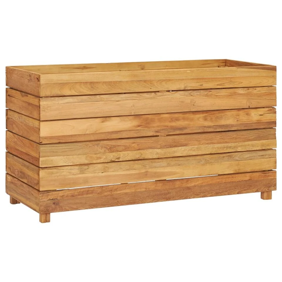 VidaXL Plantenbak Verhoogd 100x40x55 Cm Gerecycled Teakhout En Staal - Afbeelding 2