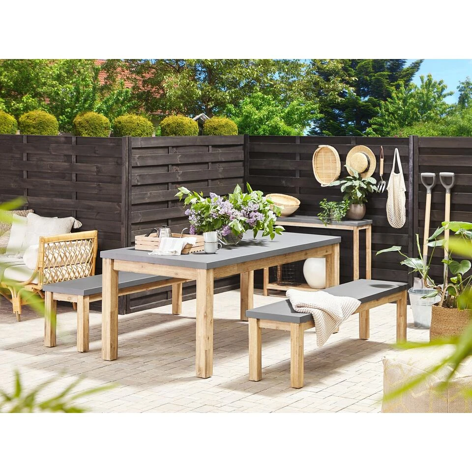 Beliani Tuinbank OSTUNI - Grijs Vezelcement - Afbeelding 4