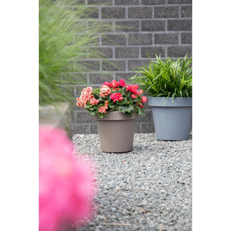 Mega Collections Plantenpot/bloempot - Kunststof - Taupe - D25 Cm - Afbeelding 2