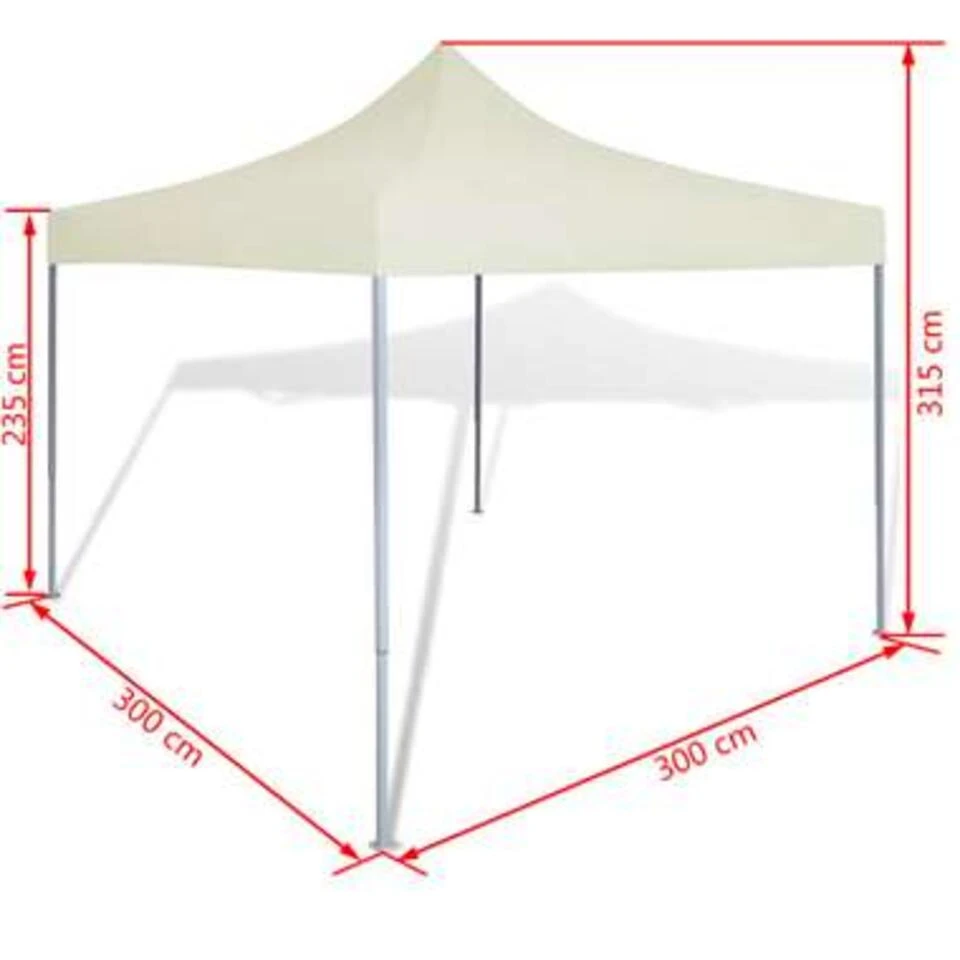 VidaXL Partytent Inklapbaar 3x3 M Crème - Afbeelding 4