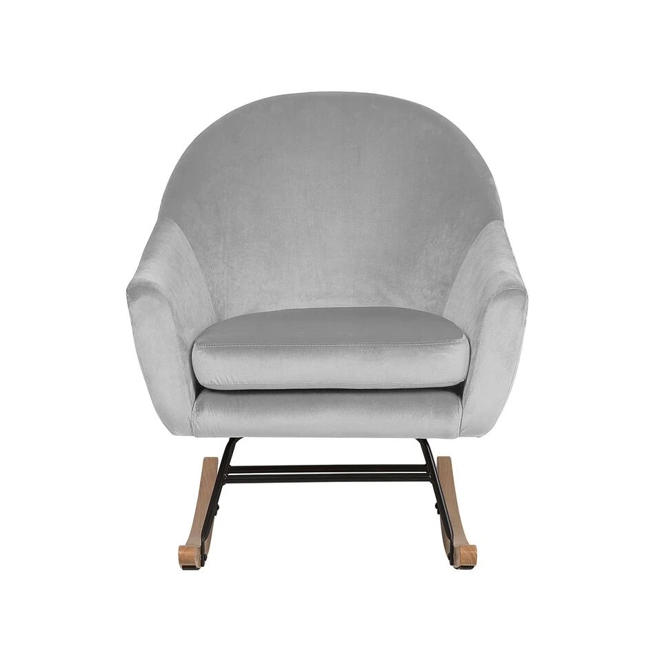 Beliani Schommelstoel OXIE - Grijs Fluweel - Afbeelding 4