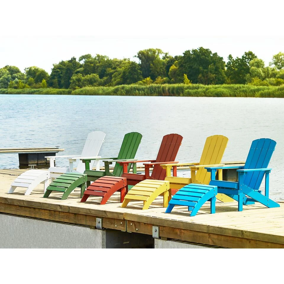 Beliani Voetenbankje ADIRONDACK - Blauw Kunsthout - Afbeelding 2