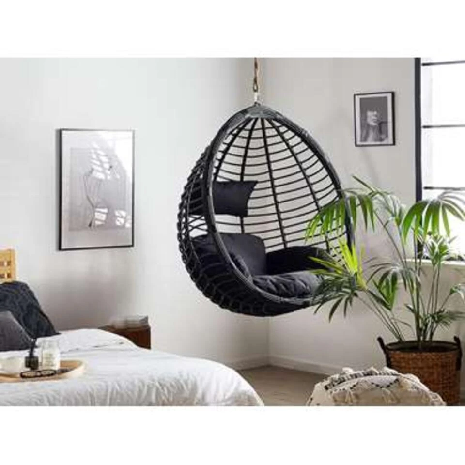 Beliani Hangstoel TOLLO - Zwart Pe Rotan - Afbeelding 3