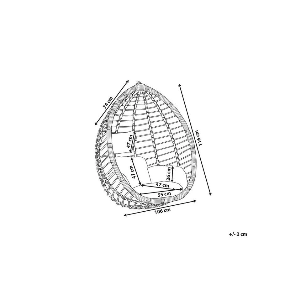 Beliani Hangstoel TOLLO - Zwart Pe Rotan - Afbeelding 2