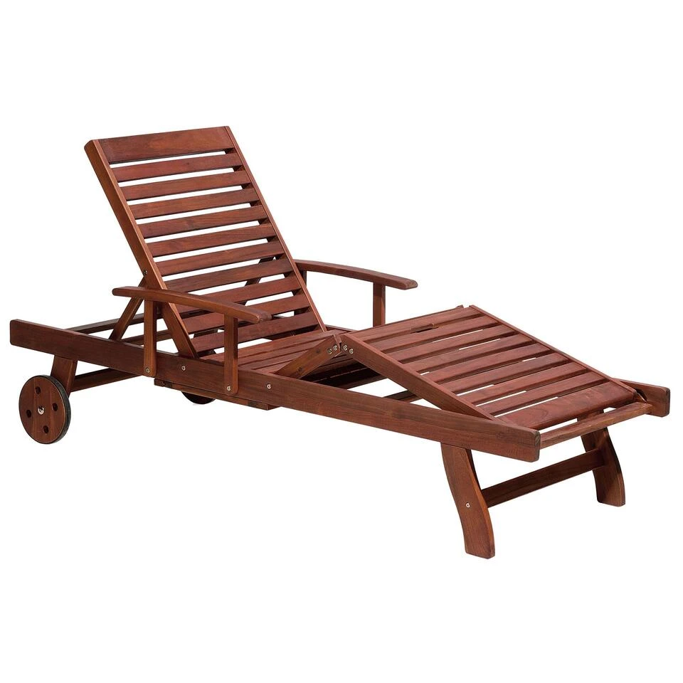 Beliani Tuinligstoel TOSCANA - Donkere Houtkleur Acaciahout - Afbeelding 4