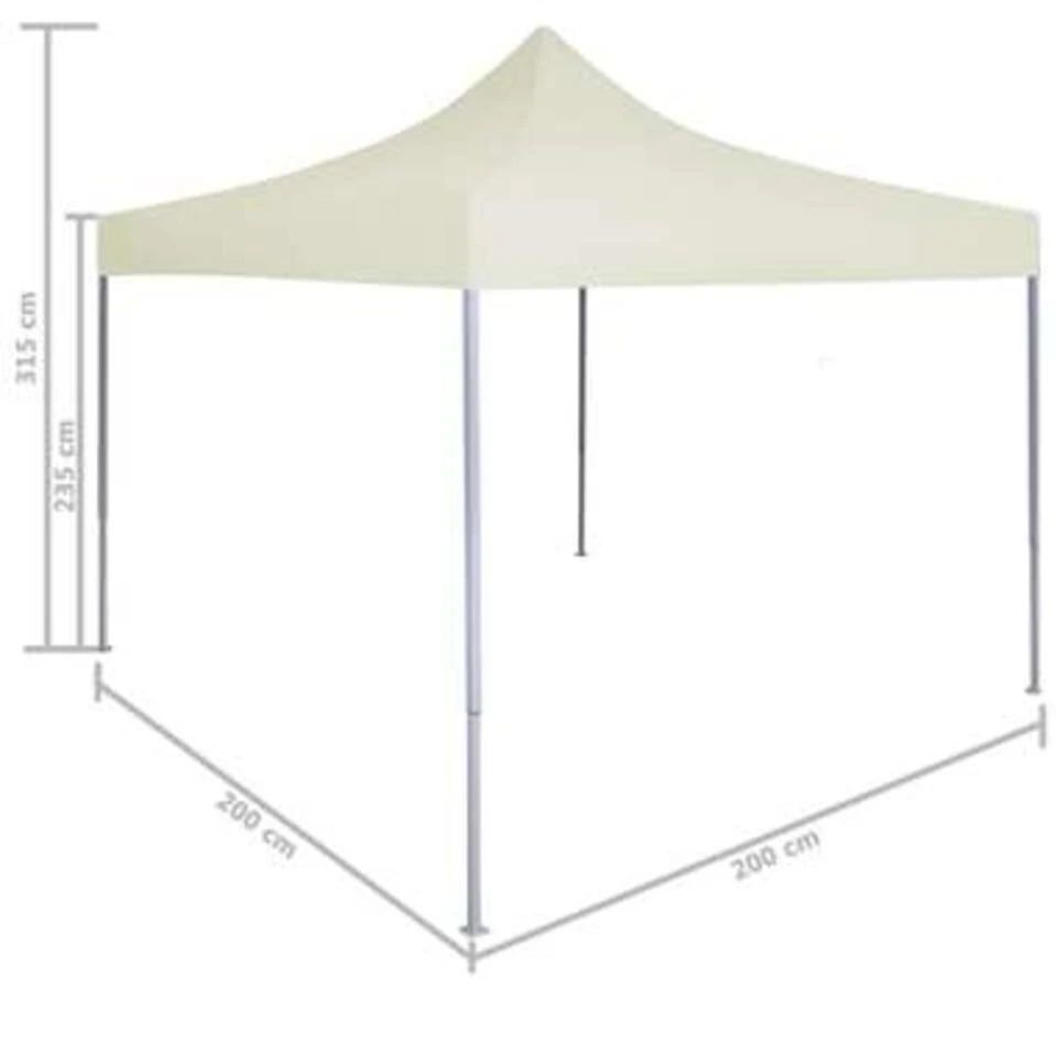 VidaXL Partytent Professioneel Inklapbaar 2x2 M Staal Crème - Afbeelding 3
