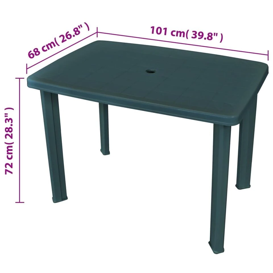 VidaXL Tuintafel 101x68x72 Cm Kunststof Groen - Afbeelding 4
